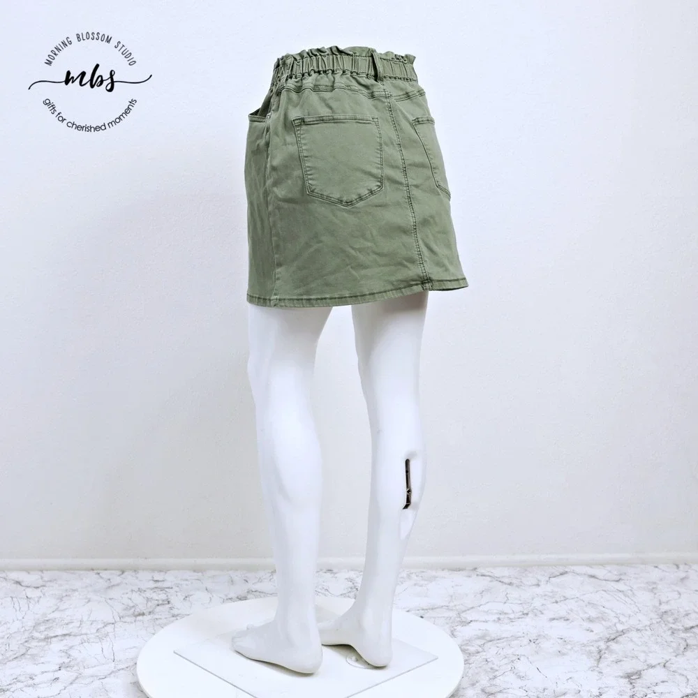 NWOT Dear John Elastic Waist Utility Streetwear Mini Skirt Olive Green Women 29_3